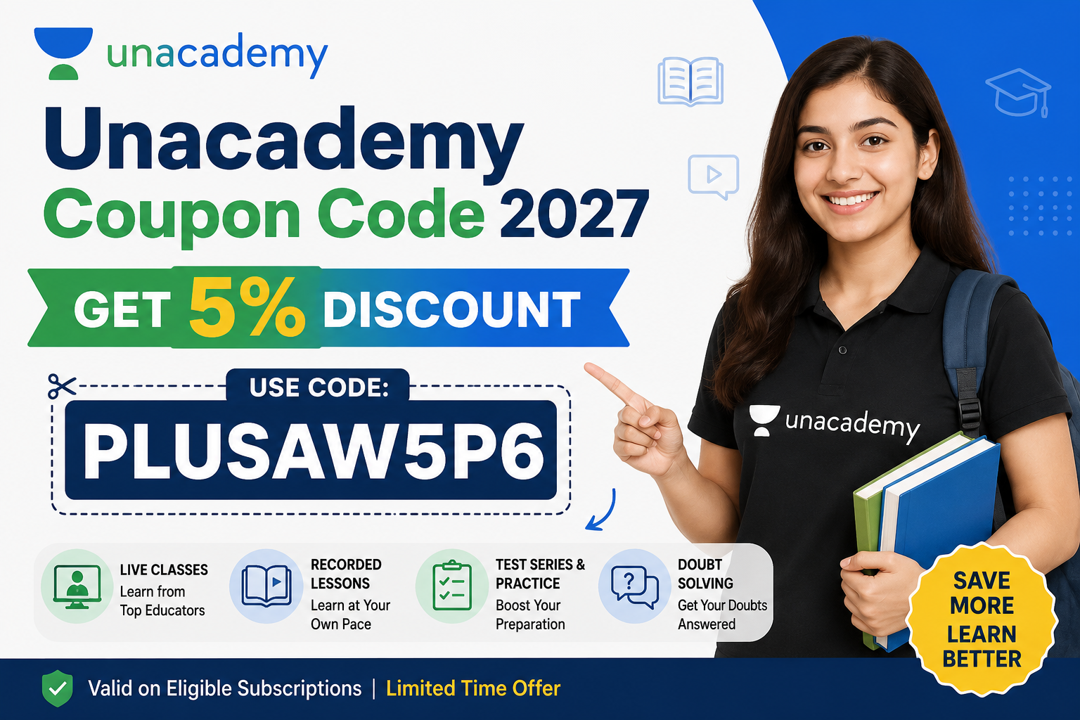 Unacademy Coupon Code 2027 – Get 5% Discount Using PLUSAW5P6