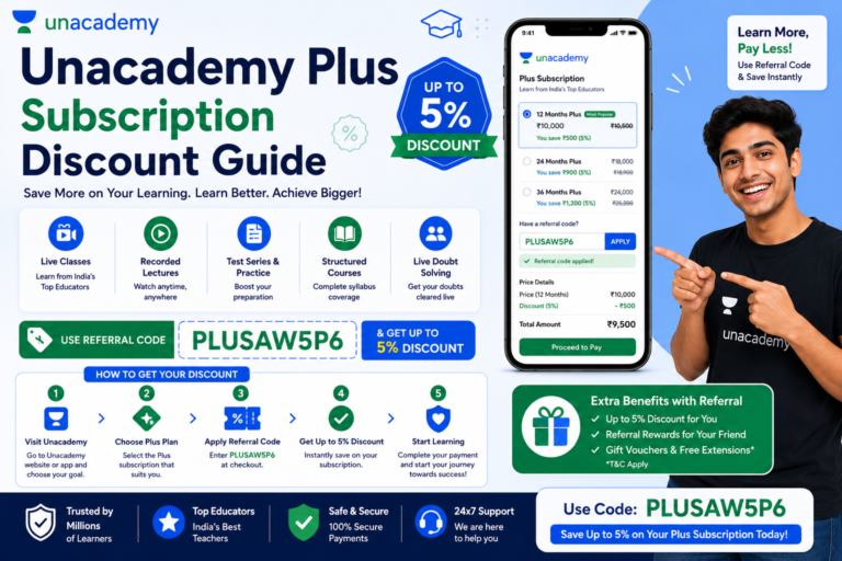 Unacademy Plus Subscription Discount Guide 2027 – Save More with Referral Code PLUSAW5P6