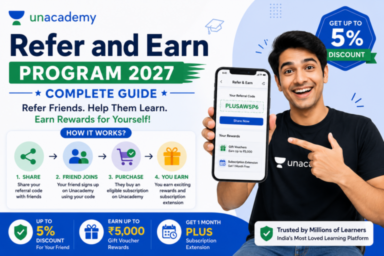 Unacademy Referral Code 2027 – Get 5% Discount Using PLUSAW5P6